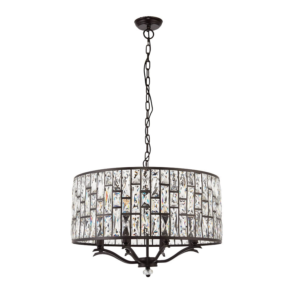Lampadario Belle cristallo K5 bronzo scuro 8xE14 Endon