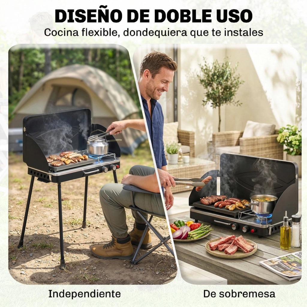 Barbecue a Gas Portatile 2 in 1 ¨C Minimal ¨C 7 kW Grigio