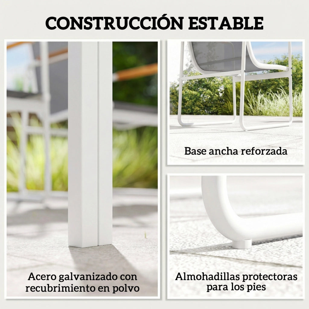 Set Giardino con Tavolo in Vetro e 6 Sedie ¨C Minimal ¨C Bianco e Grigio