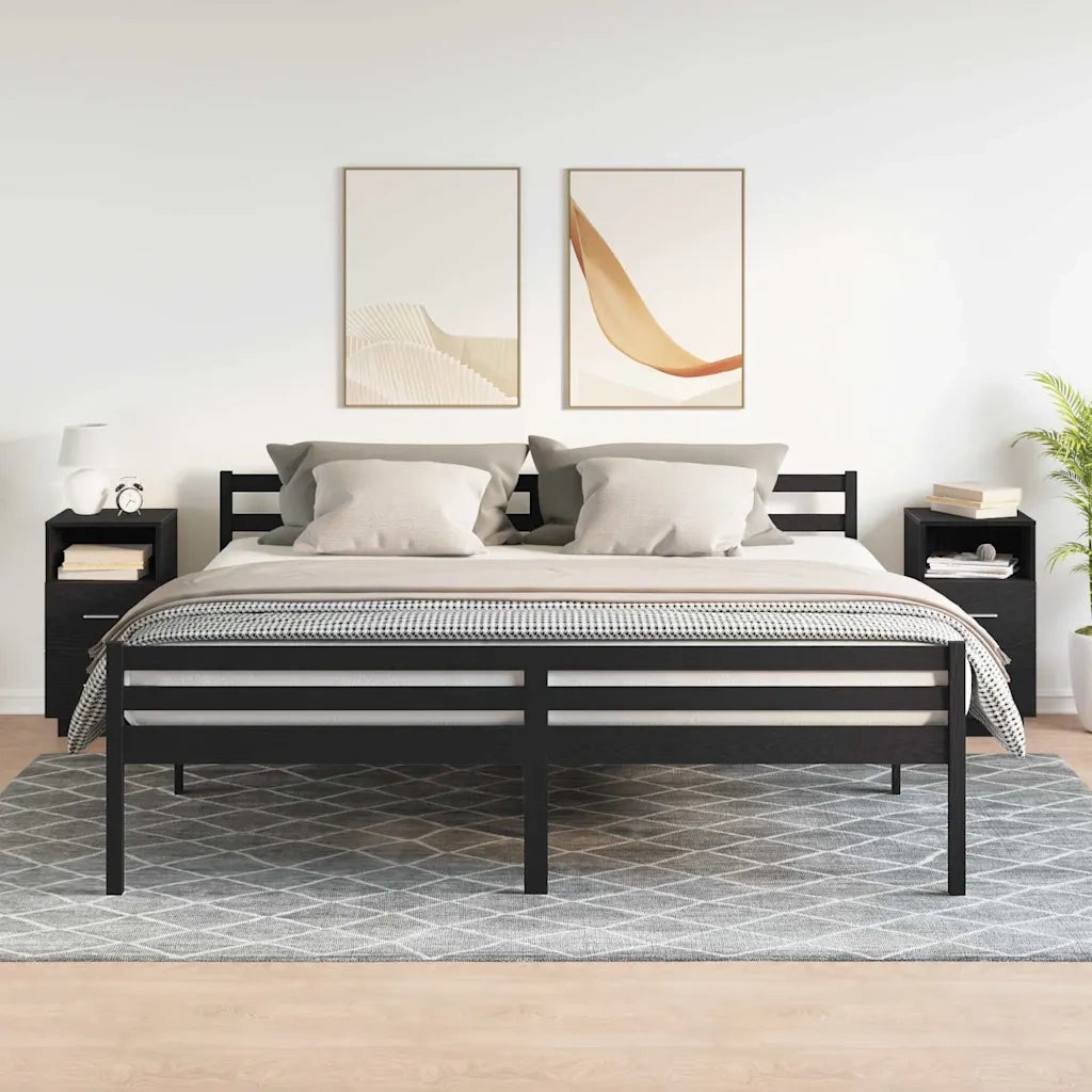 Comodini 2 pz con 2 Cassetti-Set di 2 Tavolino da notte Neri 36x36x68 cm