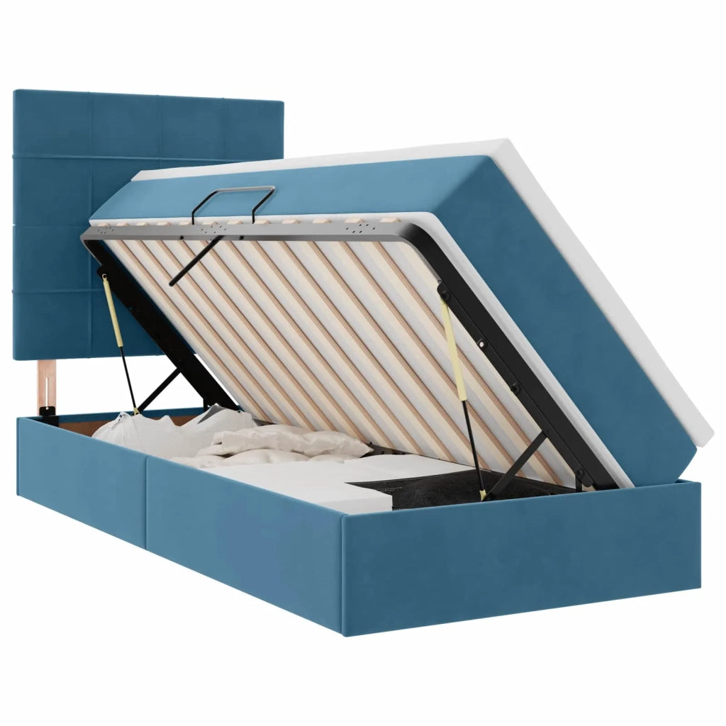 Letto con contenitore e LED Blu Scuro 90 x 190 cm Velluto 3372637