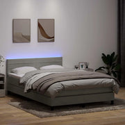 Letto a Molle con Materasso e LED Grigio Chiaro 160x220cm Velluto 3317031