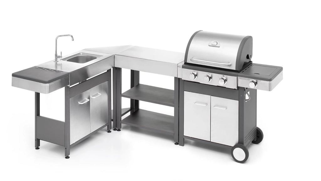 Modulo Componibile Lavello Ompagrill Indian con Rubinetto e Scarico Compatibile BBQ Indianapolis in Acciaio Inox