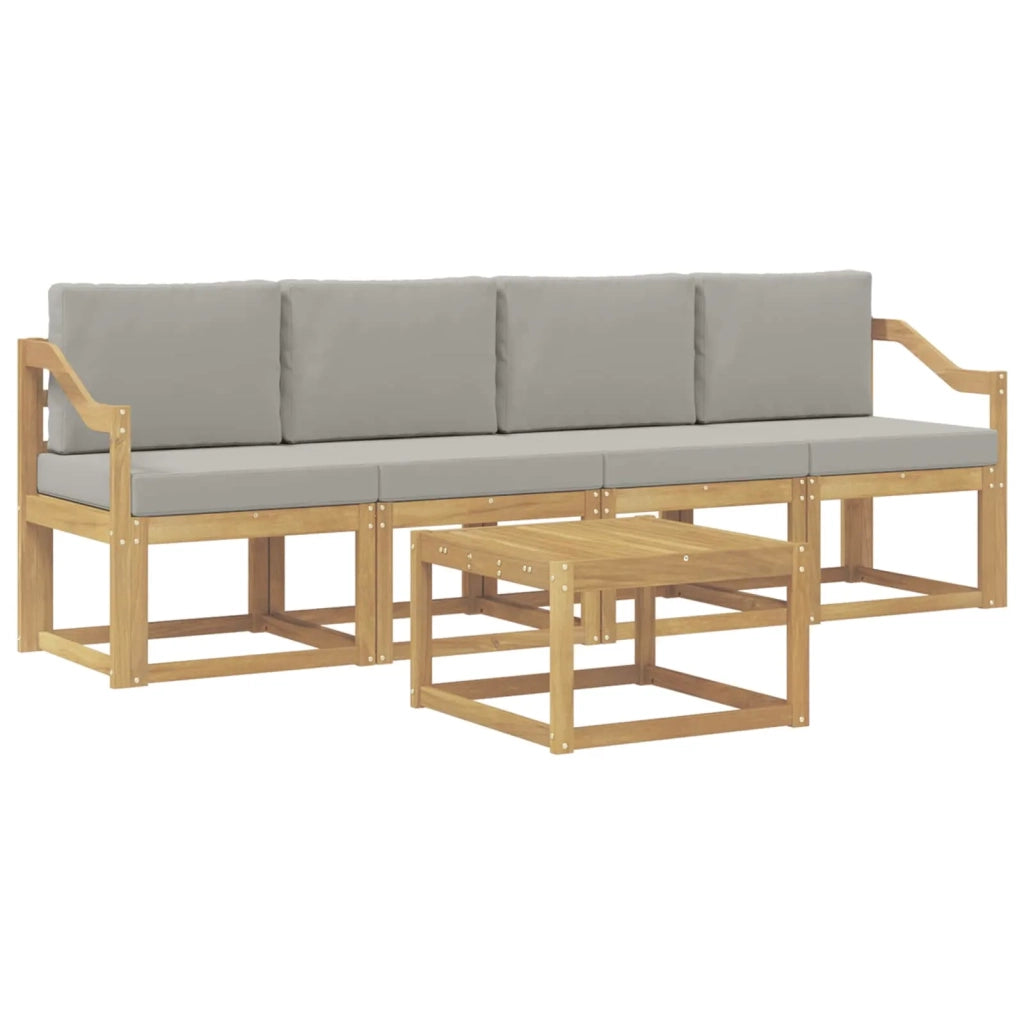 Set di divani da esterno 5 pz Bianco e Grigio Chiaro Poliestere 3387225