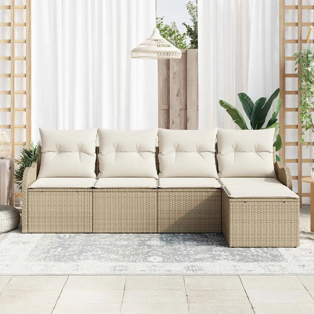 Set Divano da Giardino con cuscino 5 pcs Beige Poly Rattan 3354330