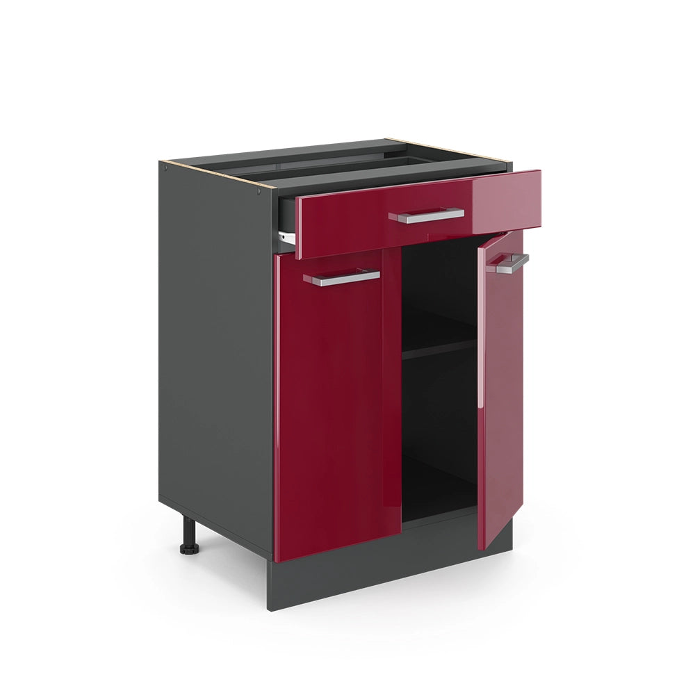 Vicco Mobiletto base per cucina Rosso lucido 60 cm , PL Antracite