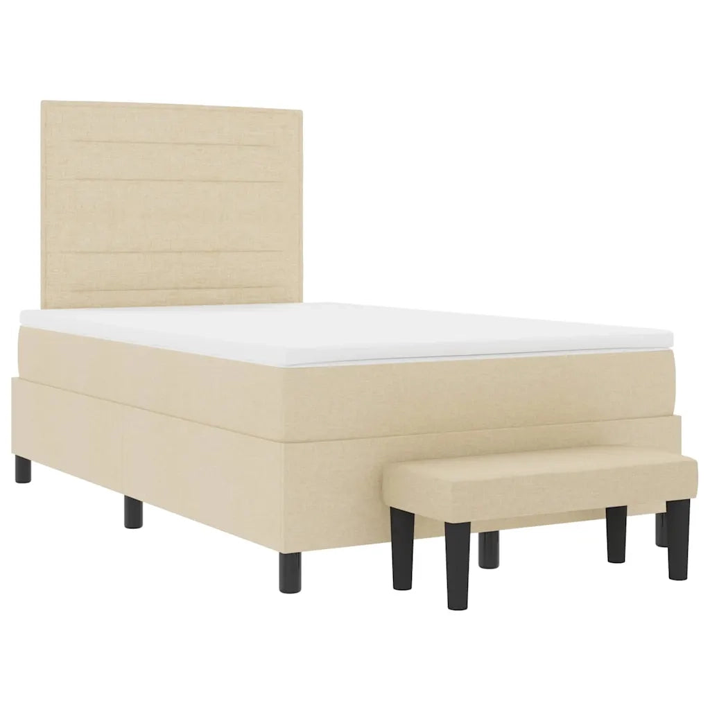Letto a molle con testiera Crema 120 x 190 cm Tessuto 3343979