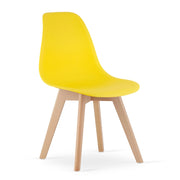 Sedia di design Kito gialla con gambe in faggio