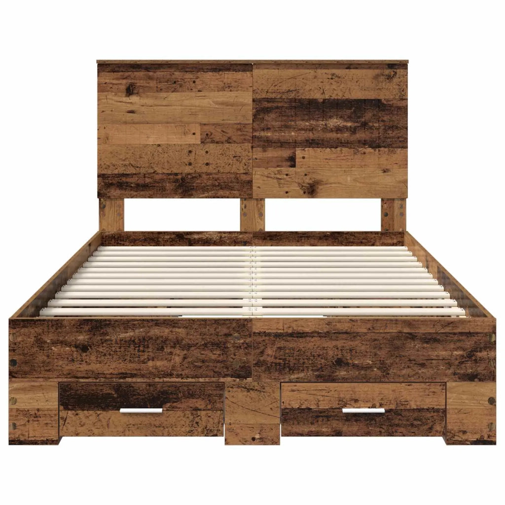 Letto matrimoniale | Letto per adulti | Struttura del letto con testiera Legno vecchio 120 x 190 cm