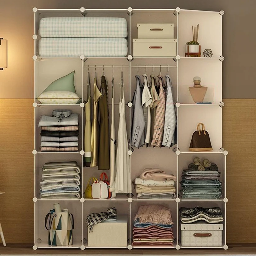 Armadio componibile 183x147x47 cm, perfetto per vestiti e accessori.