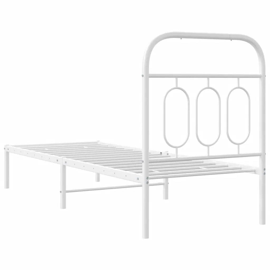 Letto singolo | Letto per adulti | Giroletto senza Materaso con Testiera Metallo Bianco 75x190 cm
