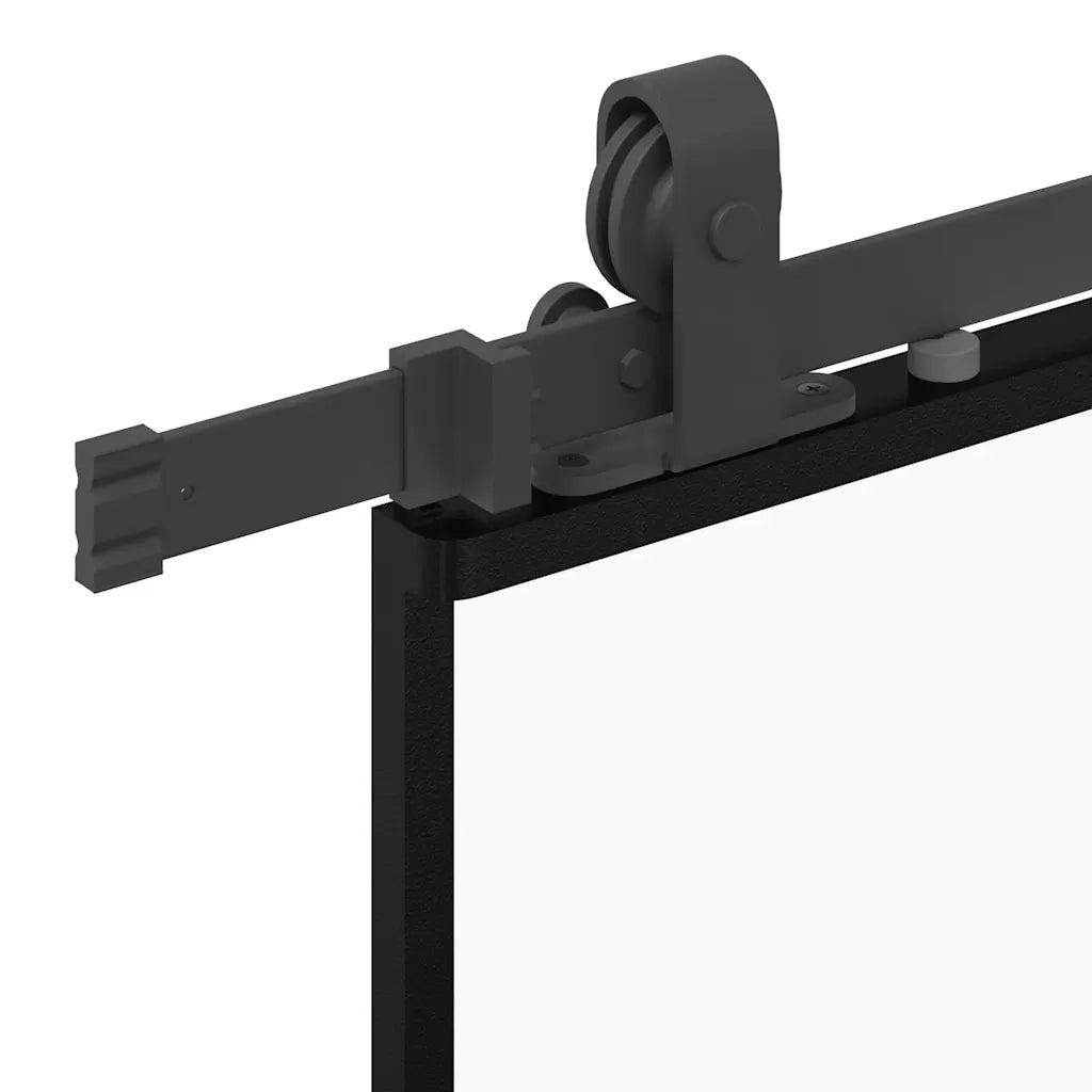 Porta Scorrevole Set Ferramenta Nera 76x205 cm Vetro Temperato 3375917