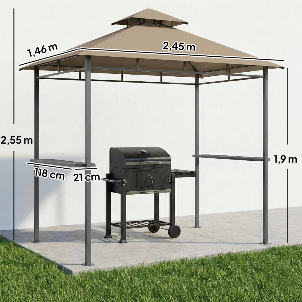 Gazebo Barbecue ¨C Minimal ¨C Marrone 245x146x255cm