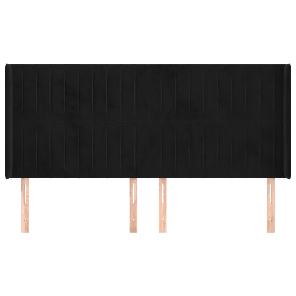 Testiera | Testata ad Orecchio Nera 163x16x118/128 cm in Velluto