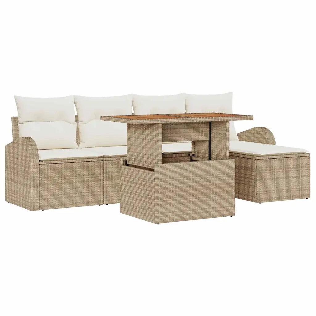 Set Divano da Giardino con cuscino 6 pcs beige e panna 3349574