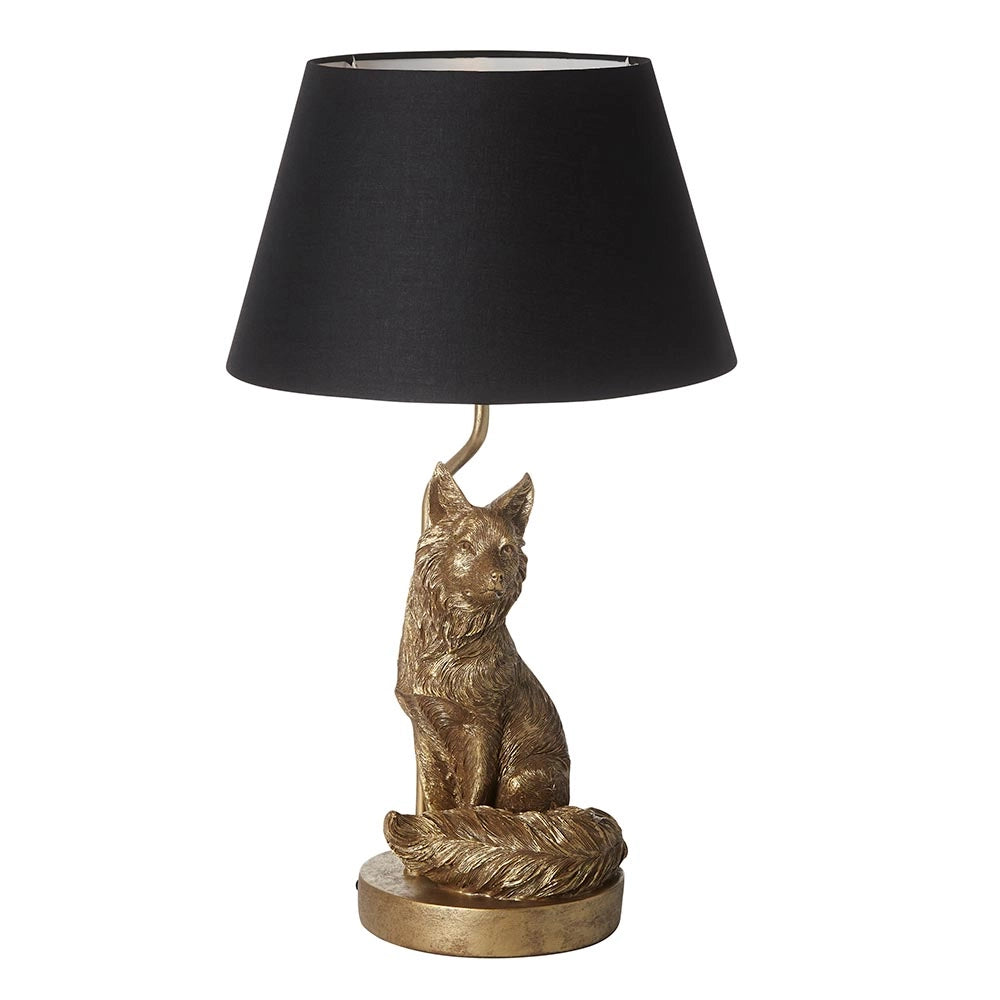 Lampada da tavolo volpe oro vintage con paralume nero Endon