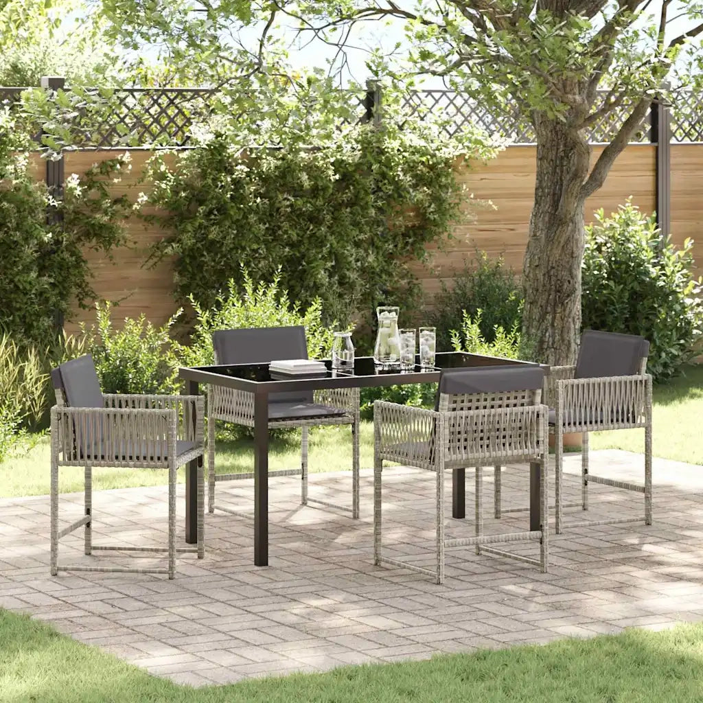 Set da Pranzo per Giardino 5 pcs Grigio chiaro polyrattan
