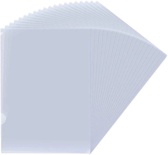 Documenti A4 in plastica trasparente, 20 pezzi, impermeabili e resistenti alle scalfitture, apribili sopra e laterali, dimensioni 31 x 22 cm, per uso ufficio.
