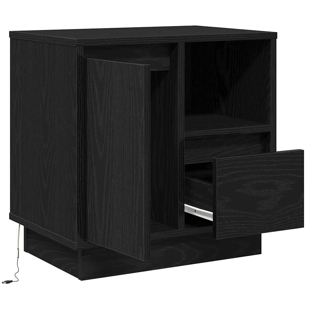 Comodino | Armadio da Notte | Mobiletto da notte con cassetto Rovere Nero 50 x 34,5 x 50 cm.