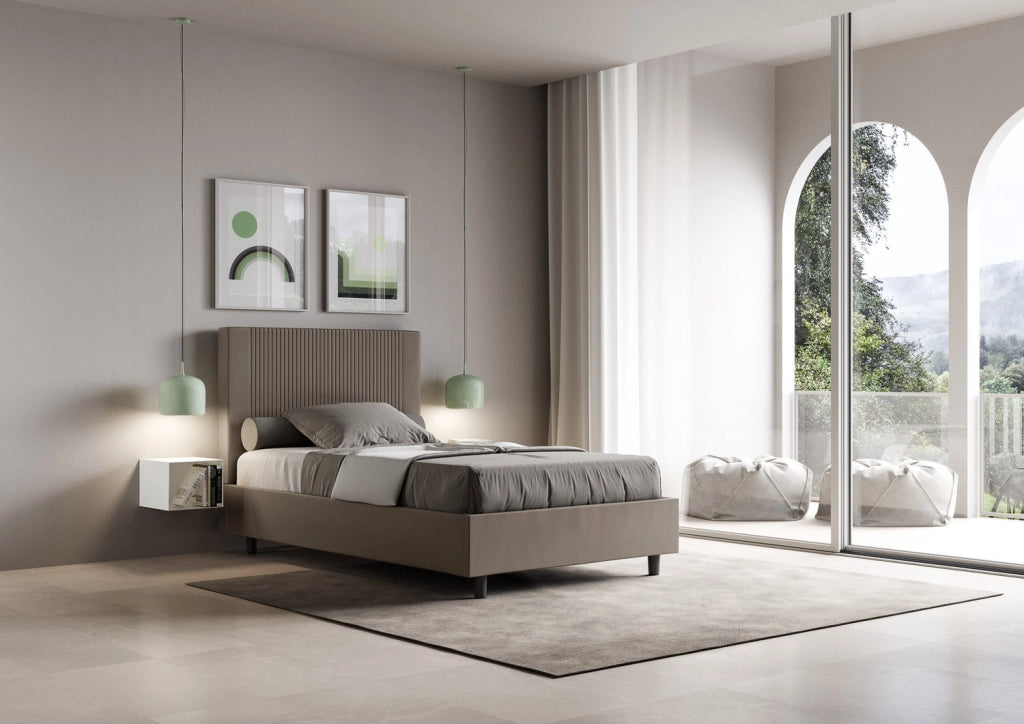 Letto 1 Piazza e Mezzo 120x200 cm Senza Rete Goya Cappuccino