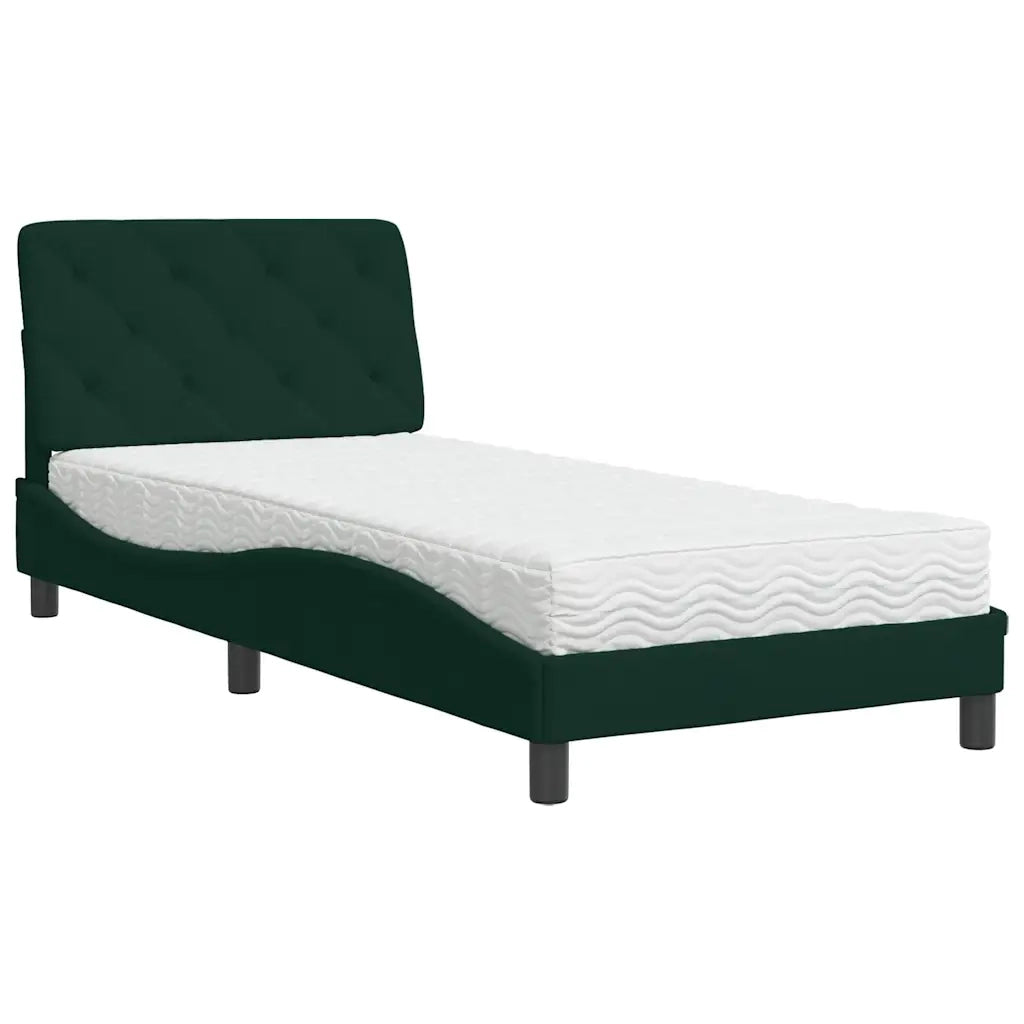Letto con Materasso Verde Scuro 80x200 cm in Velluto