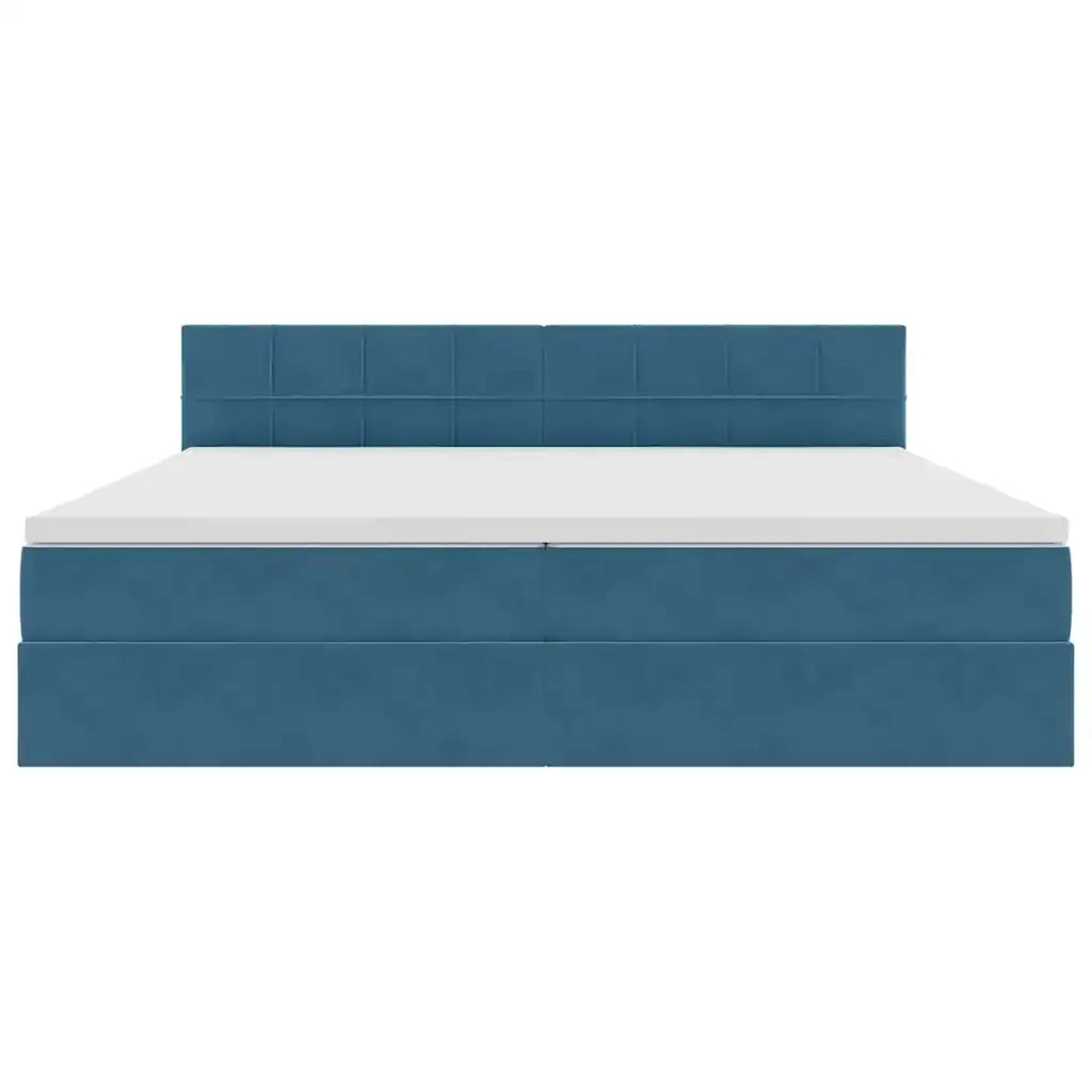 Letto con Contenitore Blu Scuro 200 x 200 cm Velluto