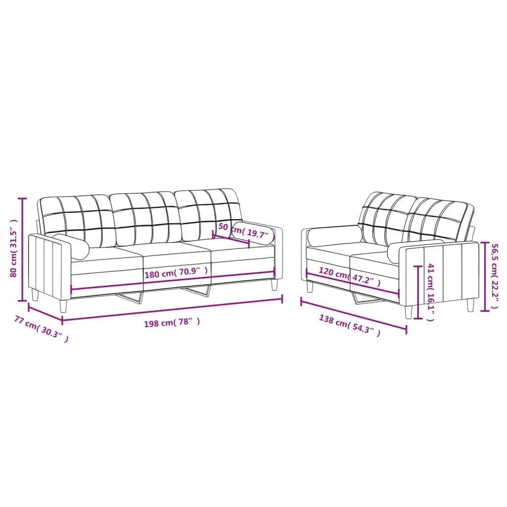 Set di Divani 2 pz con Cuscini Marrone in Tessuto 3201325
