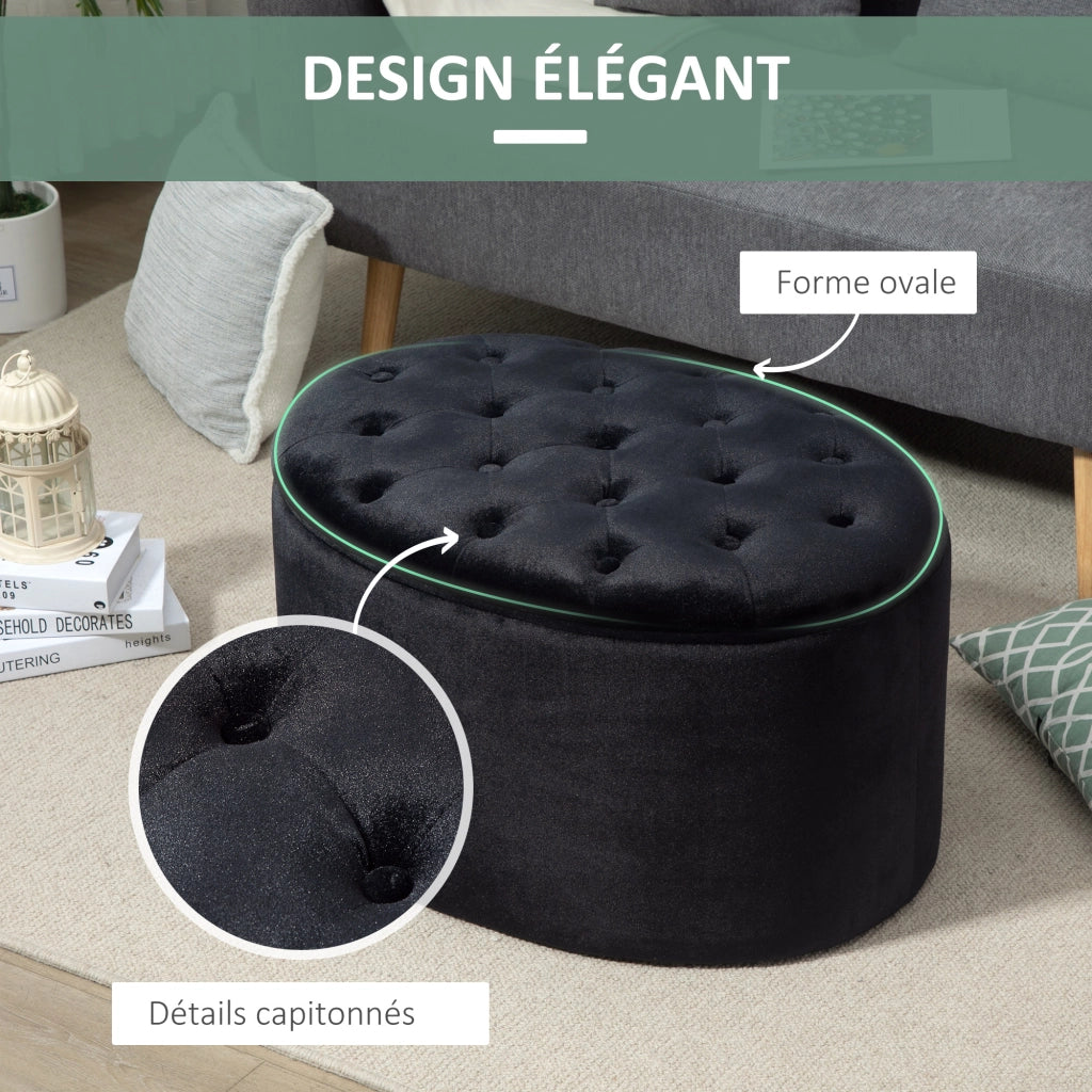 Panca contenitore imbottita per ingresso camera soggiorno ¨C Xylo ¨C 71x52x42 cm nero