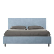 Letto matrimoniale senza rete imbottito 160x200 microfibra azzurro Adele