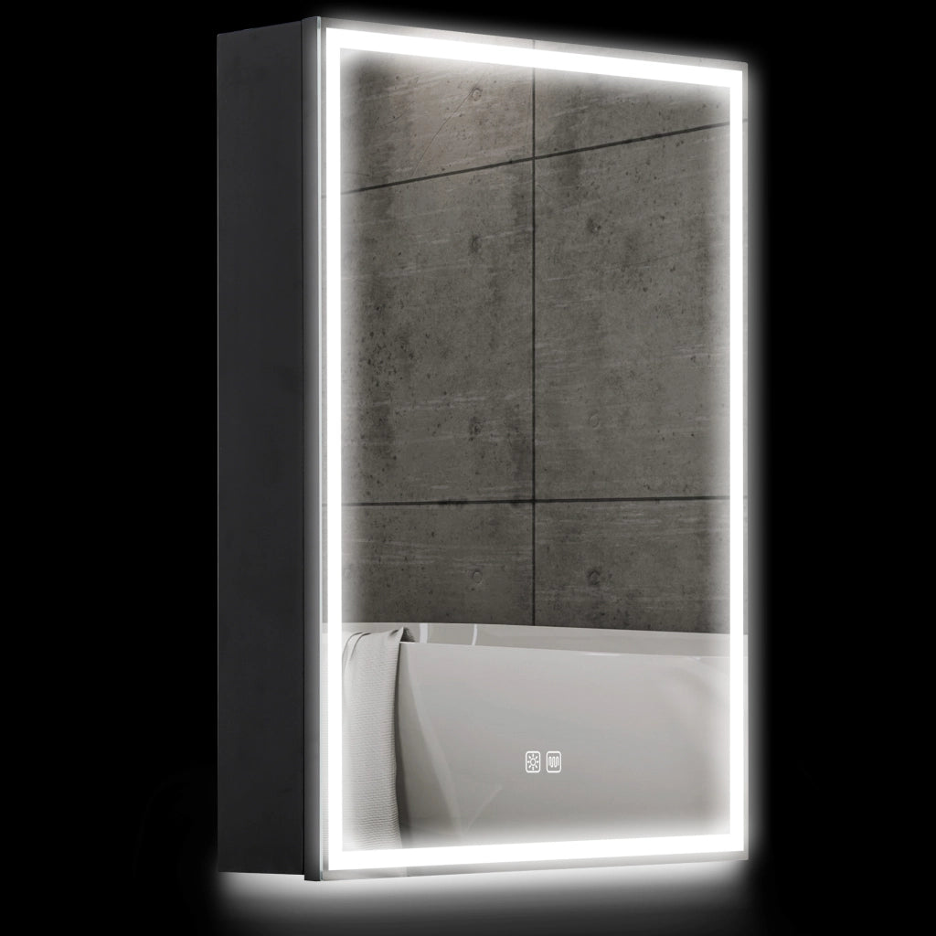 Armadietto Bagno con Specchio e Luci LED ¨C Minimal ¨C Nero