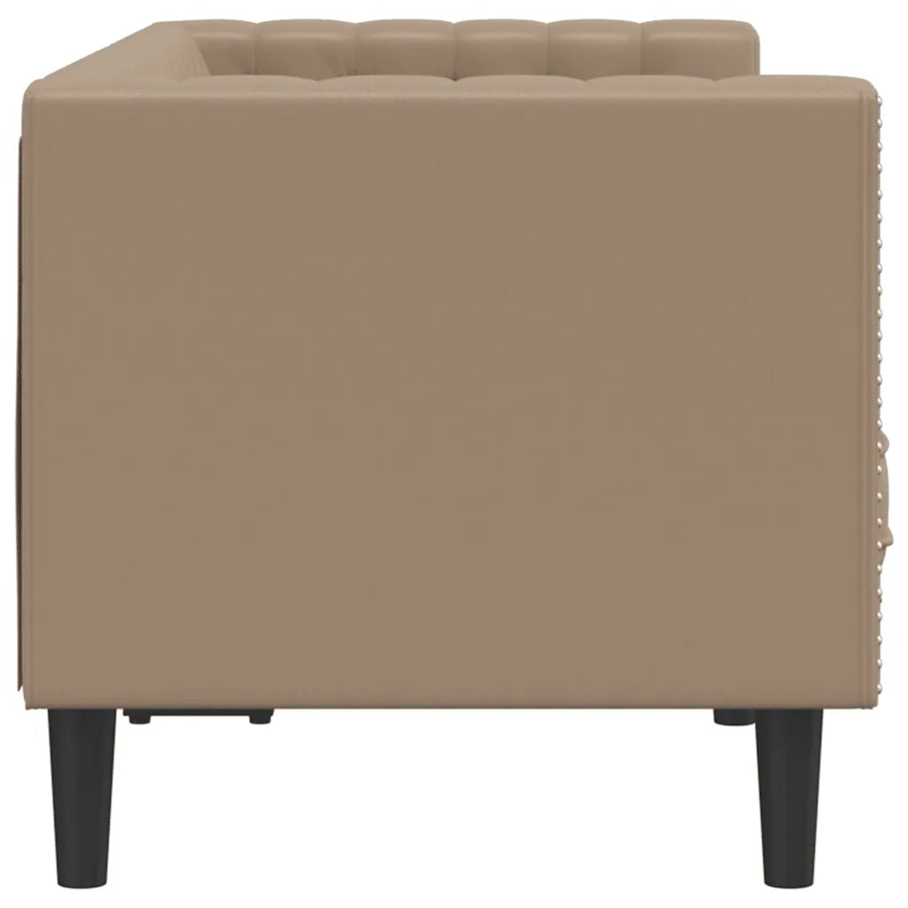 Poltrona | Sedia Relax Chesterfield a 2 Posti Cappuccino in Similpelle