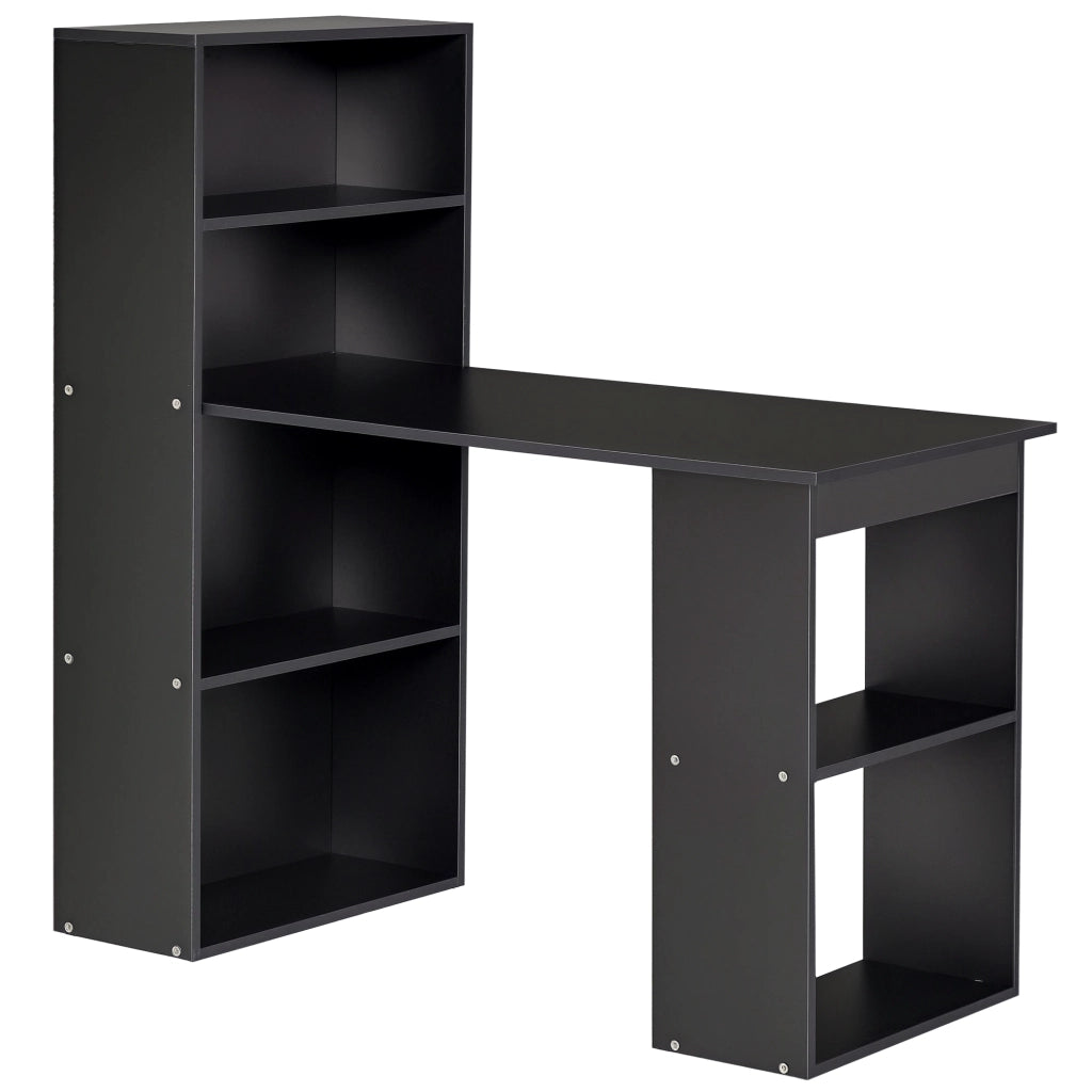 Scrivania per computer con cassetti e scaffali ¨C Minimal ¨C 120x55x120 cm nero