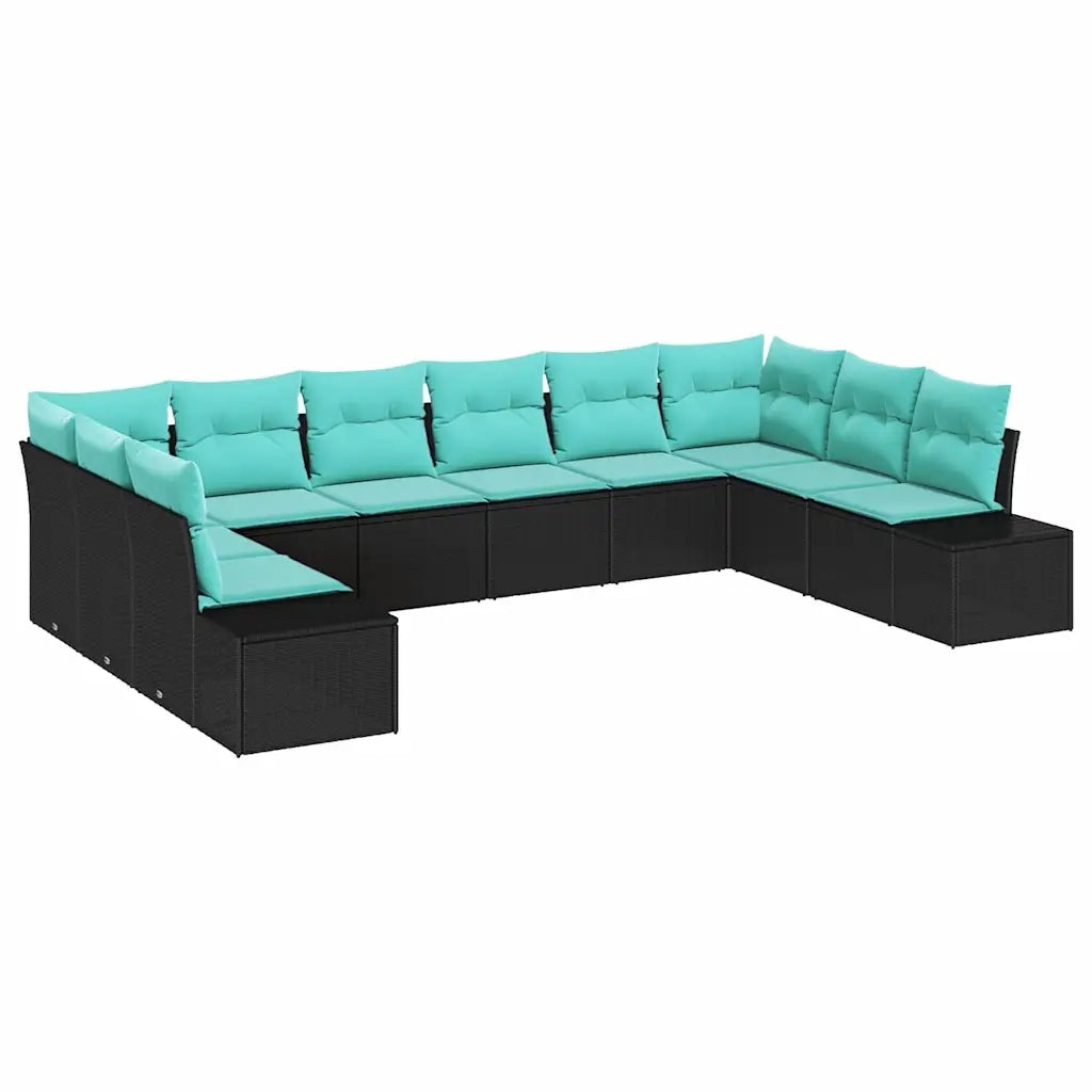 Set Divano da Giardino 10 pz Nero polyrattan 3347246