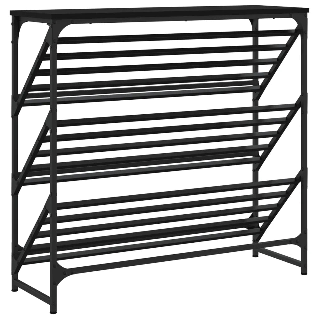 Scarpiera | Mobile per scarpe Nera 90x30x85 cm in Legno Multistrato
