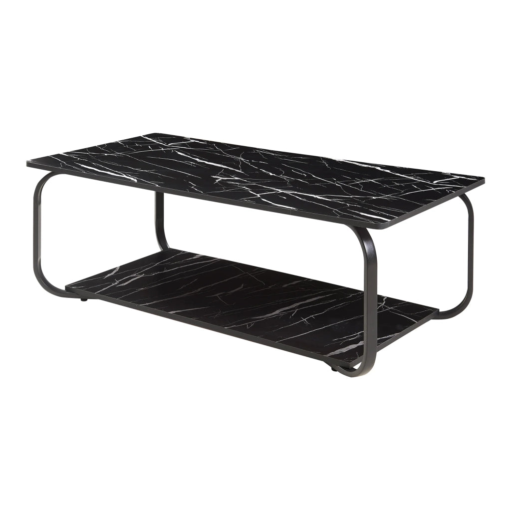Tavolino/consolle/tavolino laterale 120 x 60 x 43 cm effetto marmo nero 03_0010809