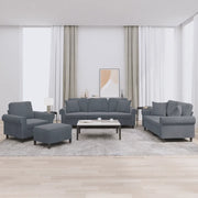 Set di Divani 4 pz con Cuscini Grigio Scuro in Velluto