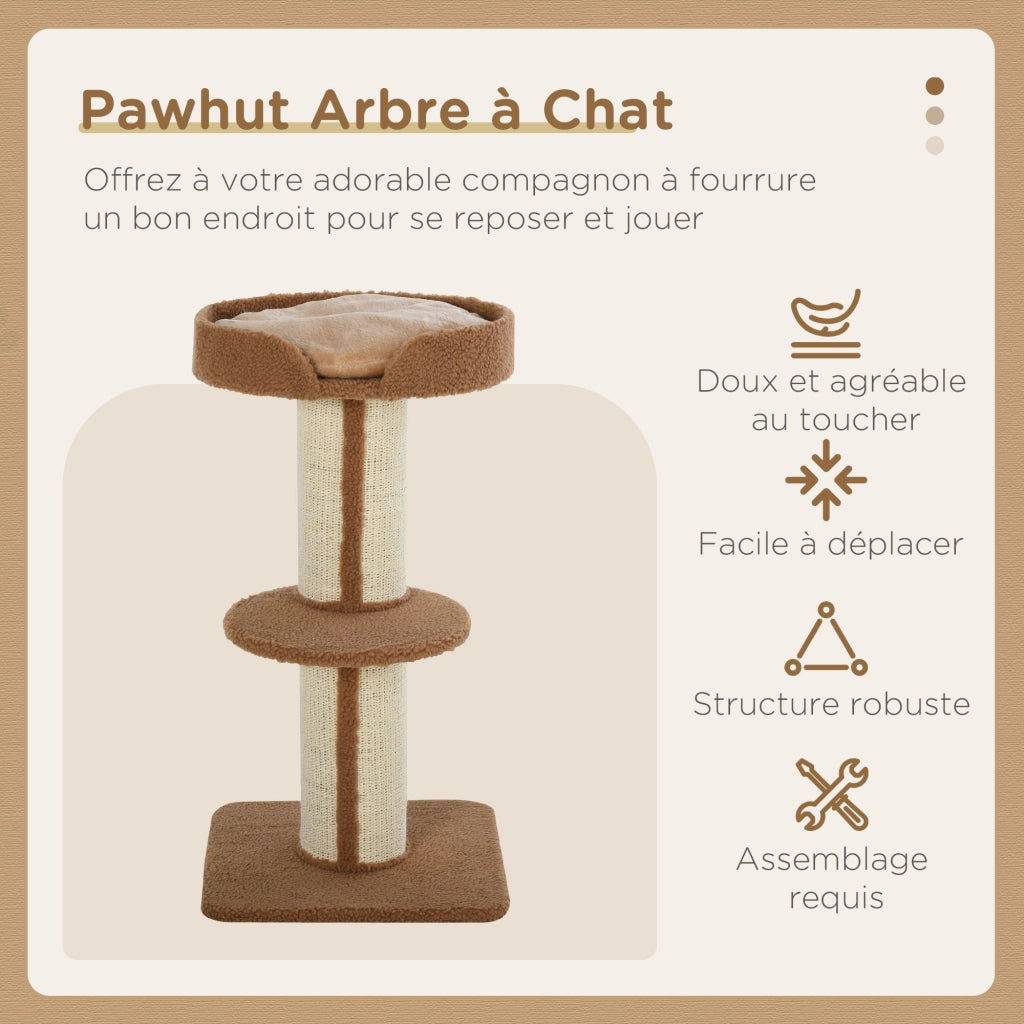 Tiragraffi per gatti con 2 piattaforme e cuscino marrone chiaro ¨C Minimal ¨C marrone chiaro