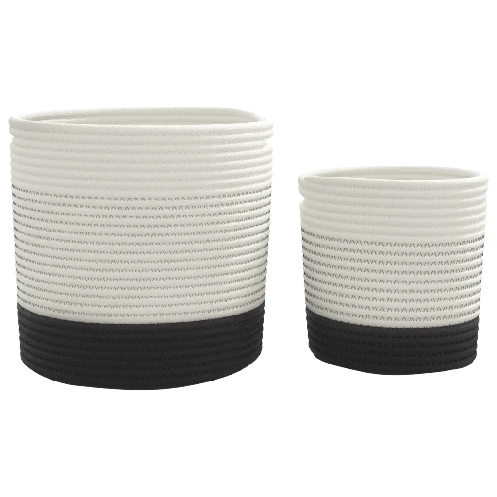 Cestini Portaoggetti 2pz Bianco e Nero in Cotone 358478