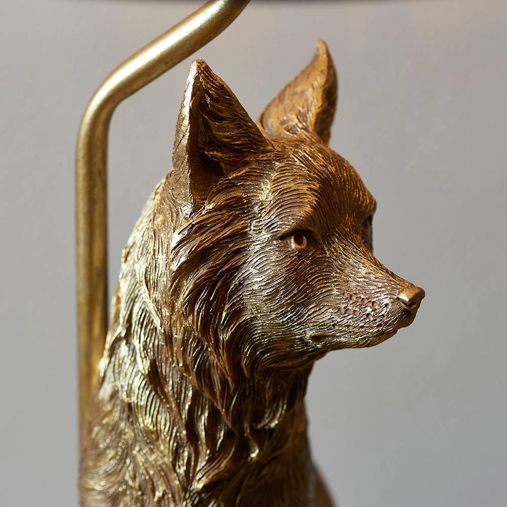 Lampada da tavolo volpe oro vintage con paralume nero Endon