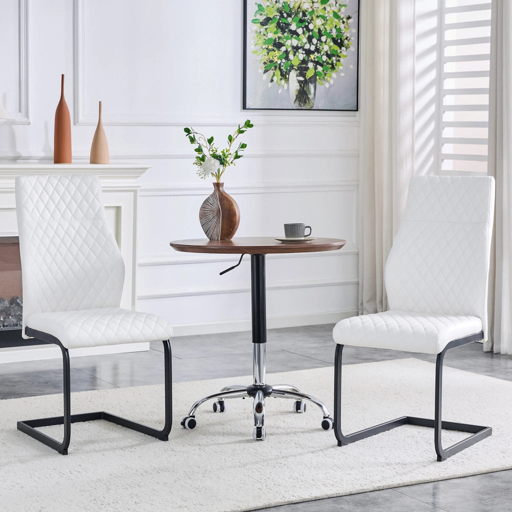 SEDIA da pranzo in PU bianco con struttura nera, altezza 100 cm, Set da 2 pezzi