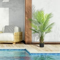 Pianta artificiale interna 120 cm, palmizio albero artificiale con vaso in plastica e flocaggio, verde