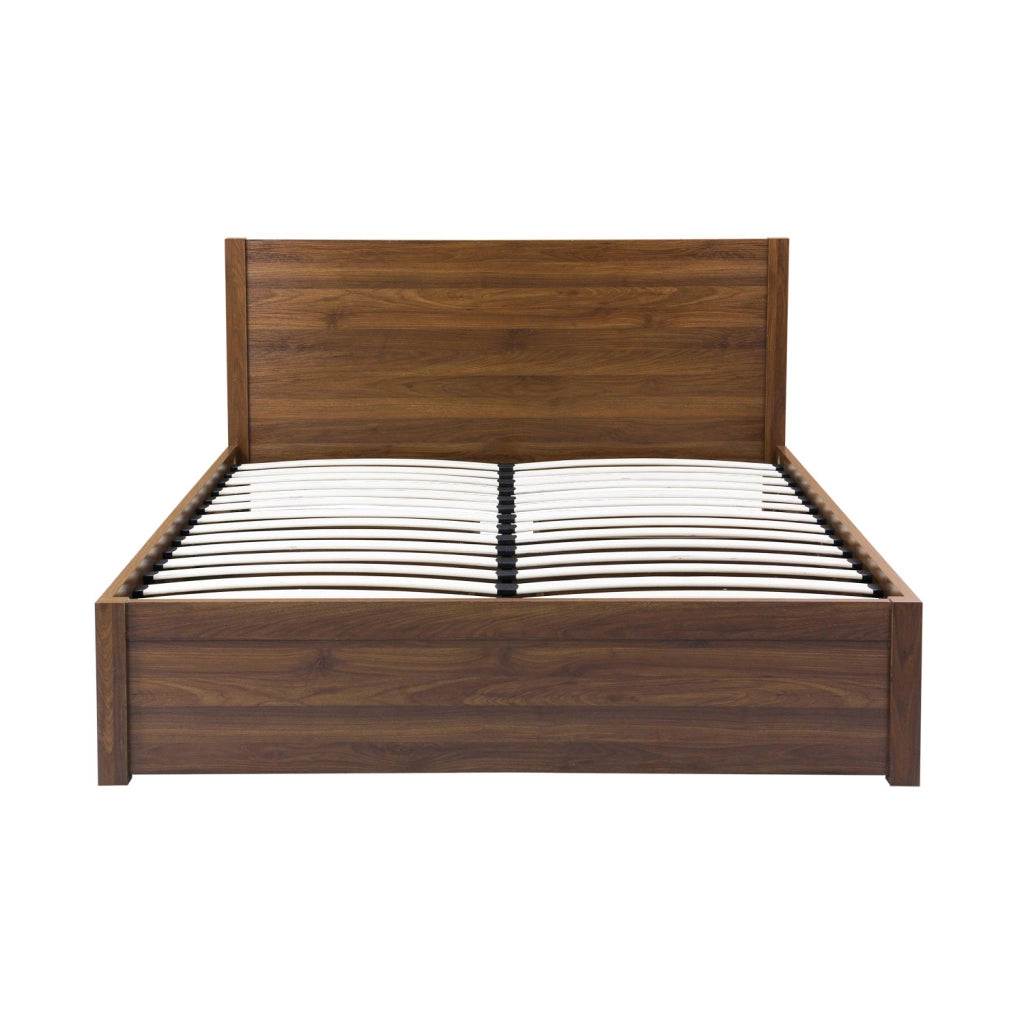 Letto con rete a doghe e testiera 160x200cm + 4 cassetti, noce