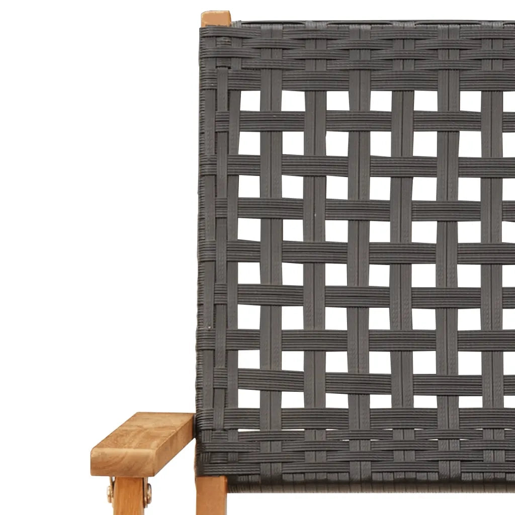 Set da Bistrot 3 pz Nero in Polyrattan e Legno Massello 3281802