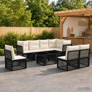 Set Divano da Giardino 9 pz Nero polyrattan 3436477