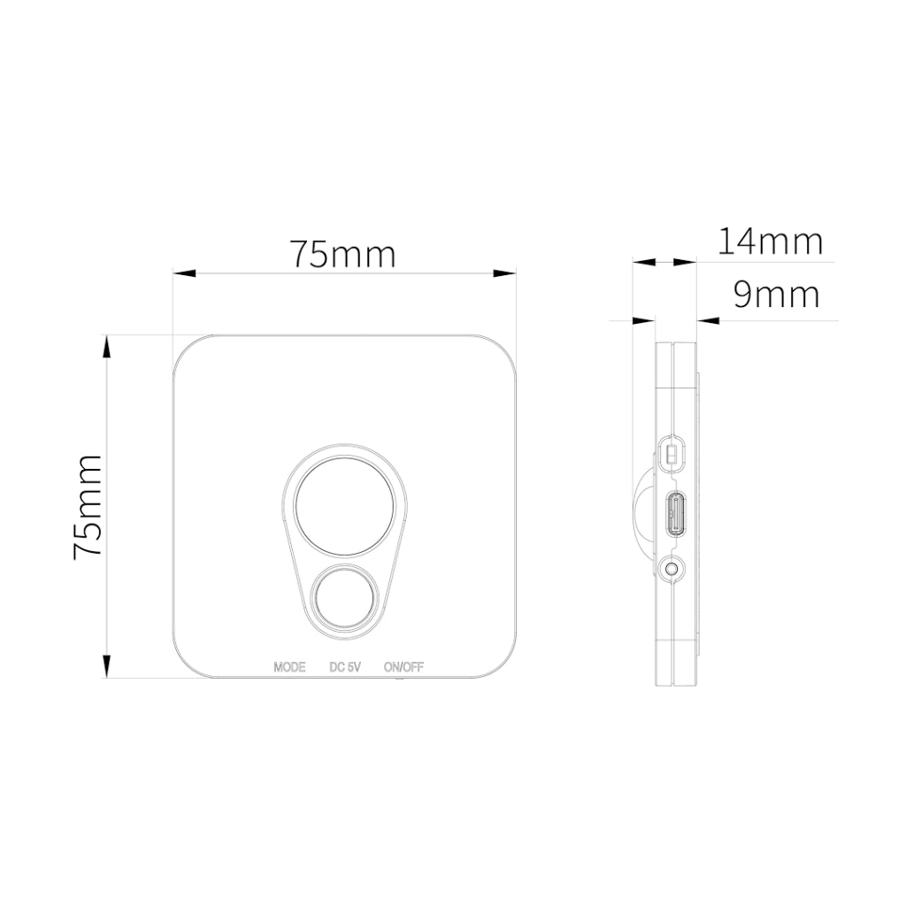 Lampada sottopensile bianca quadra con sensore USB-C CCT