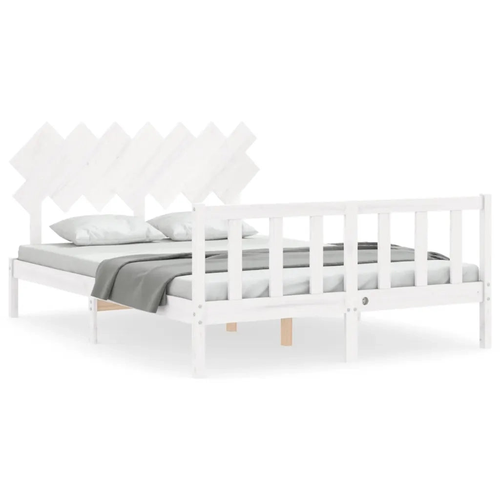 Letto senza Materasso-Struttura Letto Bianco 140x190 cm Legno Massello di Pino 306214