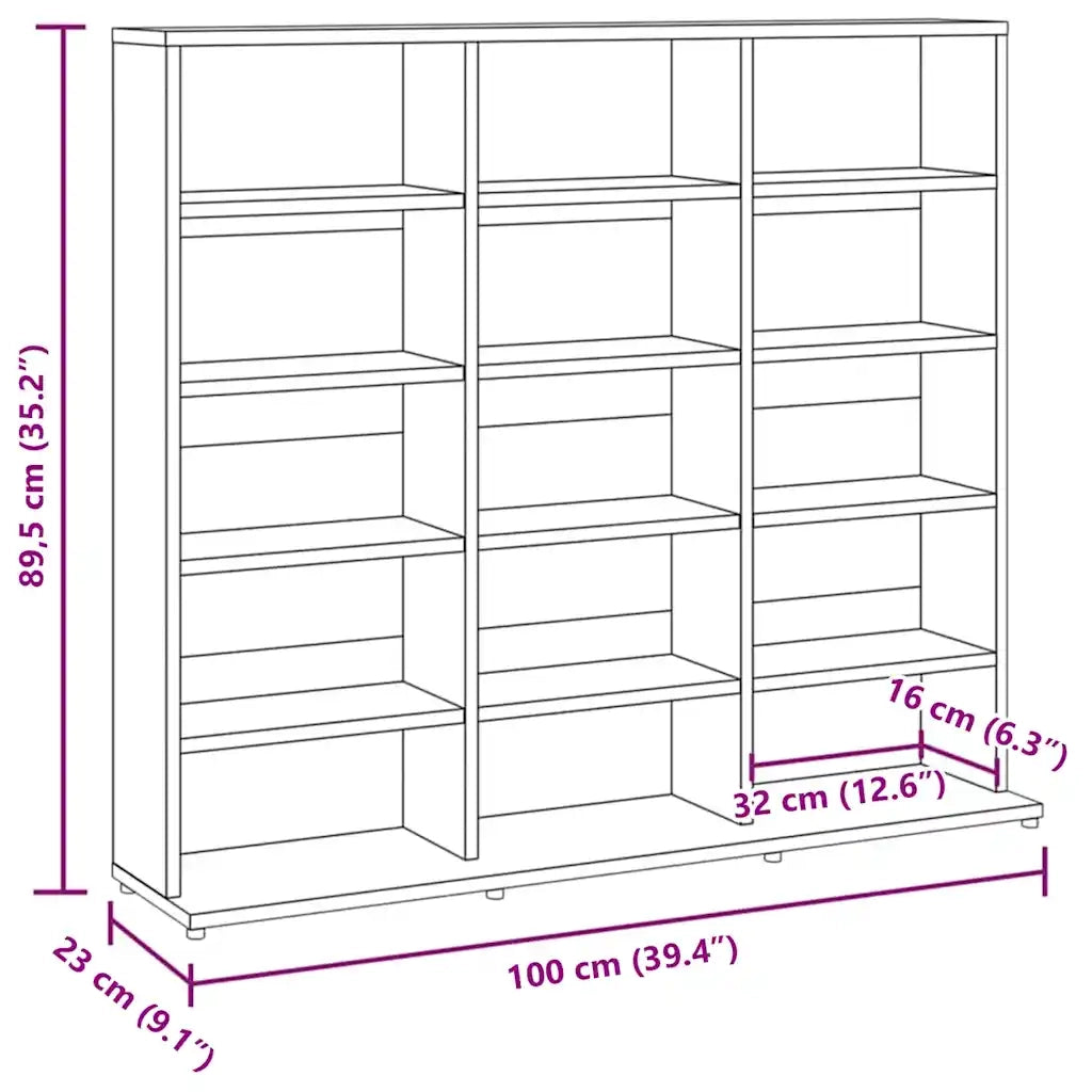 Mobile porta CD multifunzionale per soggiorno/ufficio 100 x 23 x 89,5 cm legno composito grigio 02_0048171