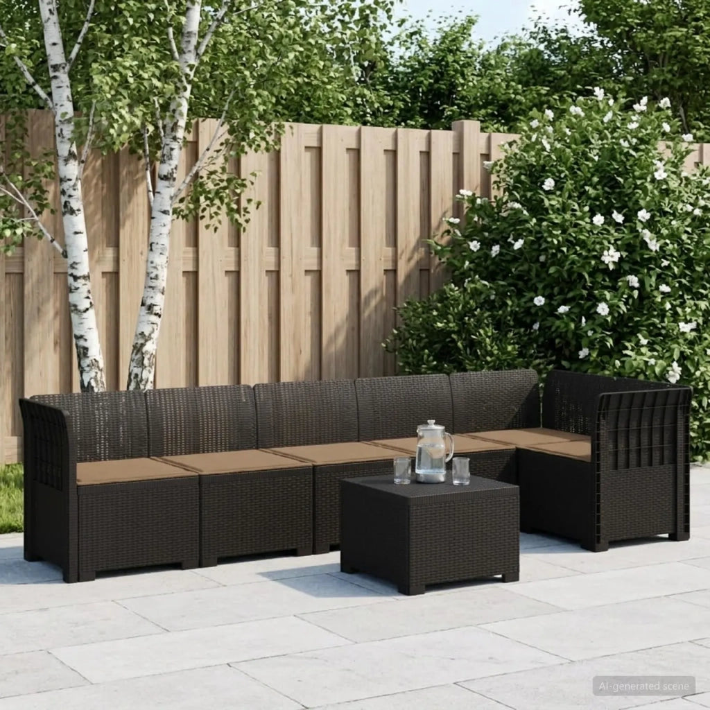 Divano da Giardino 6 Posti con Cuscini Aspetto Rattan PP 3444108