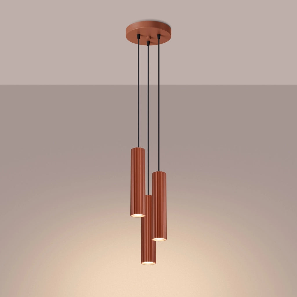 Lampada a sospensione KARBON 3P rosso ocra