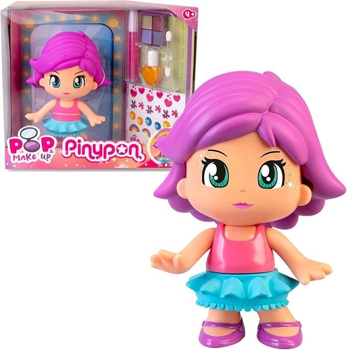Pinypon - Pop & Make Up, Personaggio 17 cm, Con Accessori Per il Trucco, Include Vernice Speciale per Capelli e Vestiti,